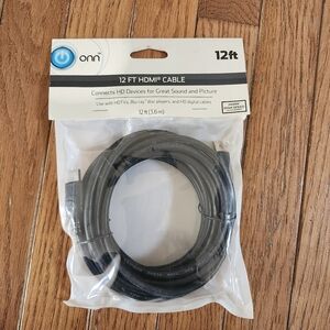 ONN 12 ft HDMI Cable High Speed with Ethernet Sound Picture A/V 1080p - New